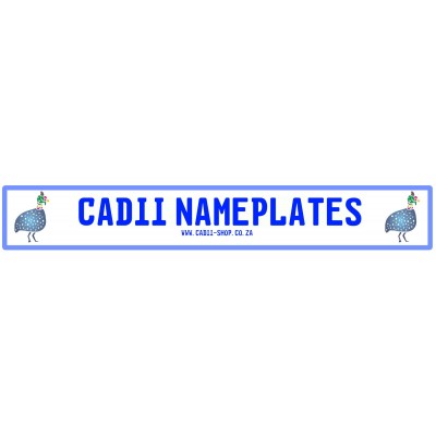 Cadii Custom Name Plate - Guinea Fowl Blue