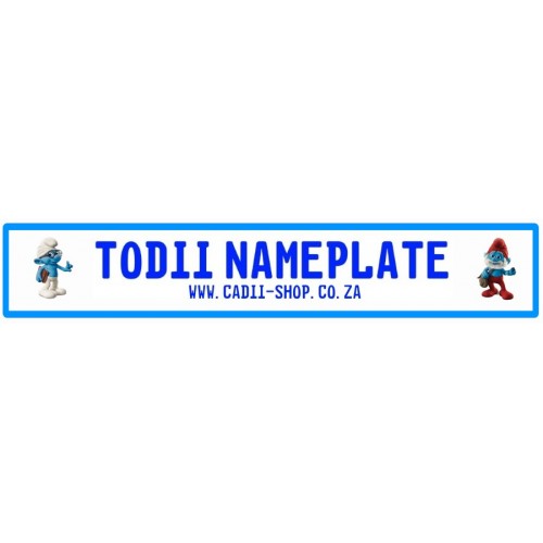 Todii Custom Name Plate - Smurf Brainy Todii Custom Name Plate - Smurf Brainy
